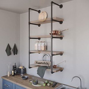 Industrial Wall Mount Iron Pipe Shelf Set