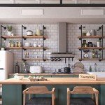 Industrial Wall Mount Iron Pipe Shelf Set