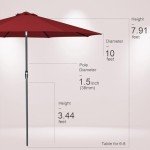 Gigantic 10ft Outdoor Umbrella with Auto Tilt