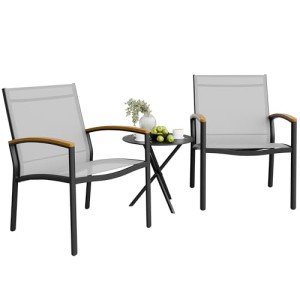 Shintenchi 3-Piece Outdoor Bistro Set - Grey