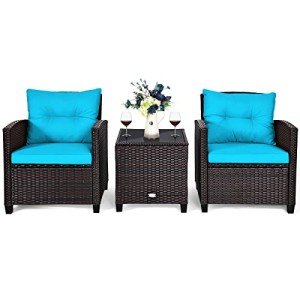Turquoise 3-Piece Patio Furniture Set for Mancave