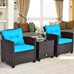 Turquoise 3-Piece Patio Furniture Set for Mancave