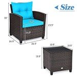 Turquoise 3-Piece Patio Furniture Set for Mancave