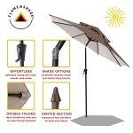 Double Top 9ft Patio Umbrella with Tilt - Beige