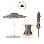 Double Top 9ft Patio Umbrella with Tilt - Beige