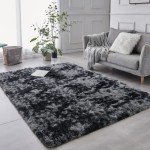 Shaggy Tie-Dye Dark Grey Mancave Area Rug