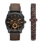 Fossil Dark Brown Watch and Bracelet Box Set