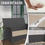 Kurapika Outdoor Wicker Rattan Conversation Set 4-Piece