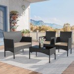 Kurapika Outdoor Wicker Rattan Conversation Set 4-Piece