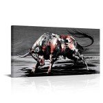 Large Bull Canvas Art for Mancave Decor