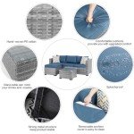 Aegean Blue Outdoor Rattan Sectional Sofa Set