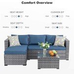 Aegean Blue Outdoor Rattan Sectional Sofa Set