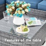 Aegean Blue Outdoor Rattan Sectional Sofa Set