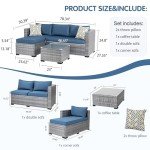 Aegean Blue Outdoor Rattan Sectional Sofa Set