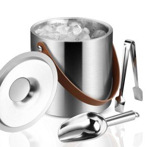 Stylish Stainless Steel Insulated Ice Bucket Set