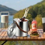 Stylish Stainless Steel Insulated Ice Bucket Set