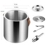 Stylish Stainless Steel Insulated Ice Bucket Set