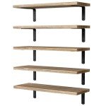 Rustic Brown Floating Wall Shelves – 5 Set