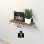 Rustic Brown Floating Wall Shelves – 5 Set
