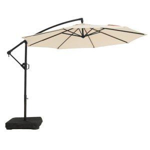 Beige 3m Offset Patio Umbrella with Base