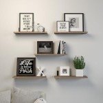 Rustic Brown Floating Wall Shelves – 5 Set