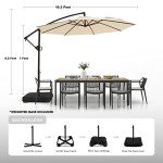 Beige 3m Offset Patio Umbrella with Base
