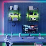 LED Floating Shelves with Hooks for Mancave