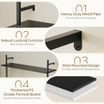 LED Floating Shelves with Hooks for Mancave