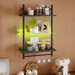 LED Floating Shelves with Hooks for Mancave