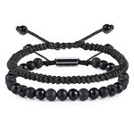 Stylish Black Beaded Bracelet Set for Men