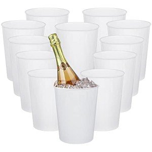 12 Pack Versatile White Ice Buckets for Parties