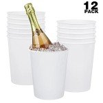 12 Pack Versatile White Ice Buckets for Parties