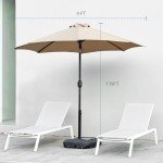 DUMOS 9FT Outdoor Umbrella with Tilt and Crank