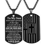 Coolvy Dog Tag Cross Necklace for Bonus Son