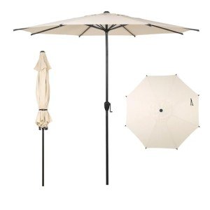 Beige 9FT Outdoor Patio Umbrella with Tilt Crank