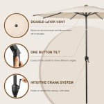Beige 9FT Outdoor Patio Umbrella with Tilt Crank