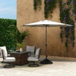 Beige 9FT Outdoor Patio Umbrella with Tilt Crank