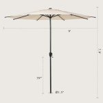 Beige 9FT Outdoor Patio Umbrella with Tilt Crank