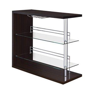 Glossy Cappuccino Rectangular 2-Shelf Bar Unit