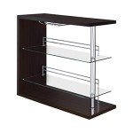 Glossy Cappuccino Rectangular 2-Shelf Bar Unit