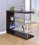 Glossy Cappuccino Rectangular 2-Shelf Bar Unit
