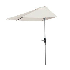 Tan 9-Foot Half Patio Umbrella for Mancaves