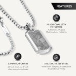 Meteorite Dog Tag Necklace for Men - 22" Silver Chain