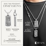 Meteorite Dog Tag Necklace for Men - 22" Silver Chain