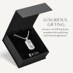 Meteorite Dog Tag Necklace for Men - 22" Silver Chain