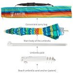 Heavy-Duty Beach Umbrella with Sand Anchor - 6.5ft