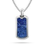 Men's Lapis Lazuli Pendant Necklace Dog Tag