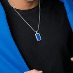 Men's Lapis Lazuli Pendant Necklace Dog Tag