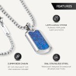 Men's Lapis Lazuli Pendant Necklace Dog Tag