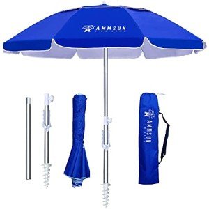 6.5ft Portable Beach Umbrella with Windproof Sand Anchor
